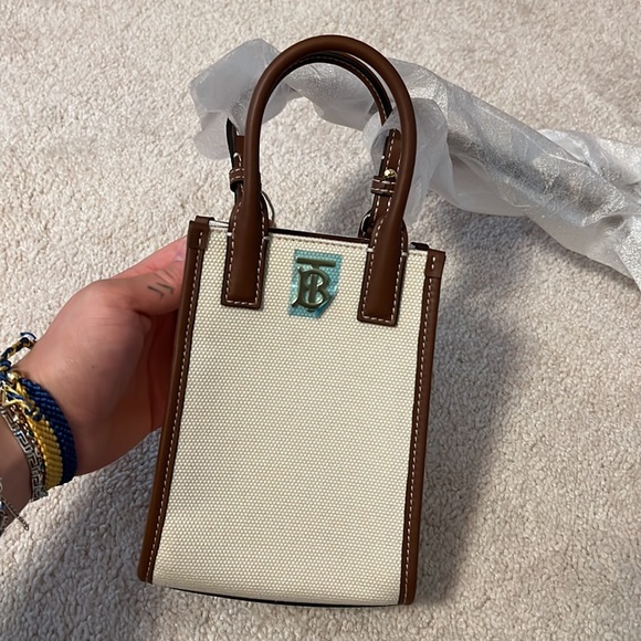 Burberry TB leather canvas phone tote - Picture 3 of 11